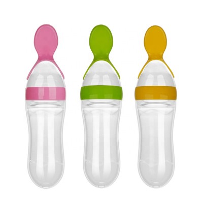 100% Food Grade Silicone Feeding Set Baby Spoon Silicone Bottle Warmer Rice Paste Bottle