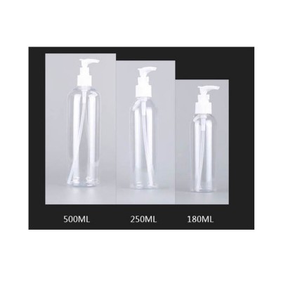 High quality 100- 500ml hand sanitizer bottle pet plastic bottle with saddle treatment pump