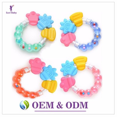 China baby toy manufacturer wholesale funny silicone plastic baby rattle