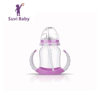 Free Sample BPA free two handles wide mouth thread design sippy training baby cup