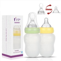 180ML baby bottles and feeding spoon silicone baby feeding cup baby water bottle kids nursing bottles