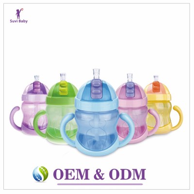 180ml Water Bottle Handle Children Learn Drinking Straw Bottle Sippy Training Baby Cups