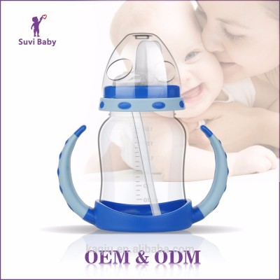 180ml bpa free wide neck baby feeding nursing bottle with straw