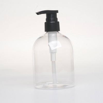 Manufacturer supply transparent 500ml round shoulder pressure bottles of shampoo plastic pet bottles hand sanitizer bottles