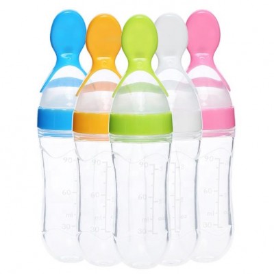 Food Rice Cereal Bottle For Best Gift bottle Spoon Feeder Infant Baby Silicone Feeding With Spoon hands free with warmer